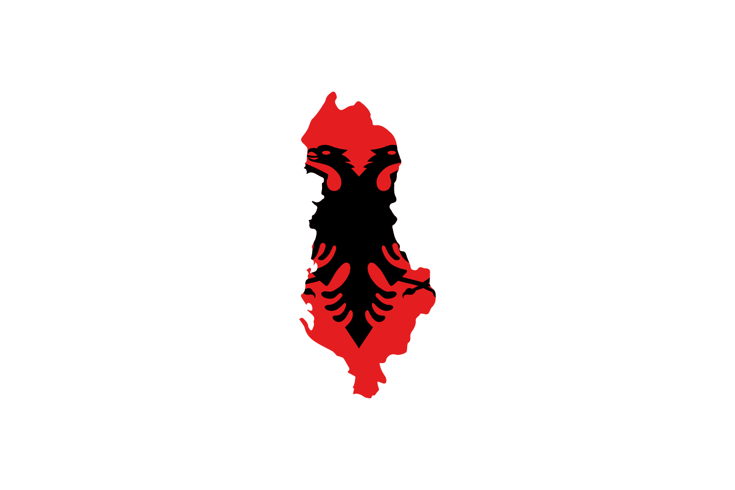 Map of albania featuring the albanian flag