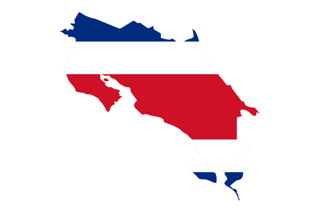 Map of costa rica featuring the costa rica flag