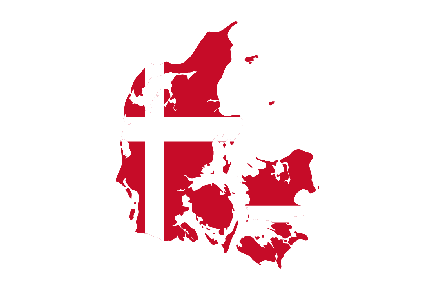 Map of denmark featuring the denmark flag