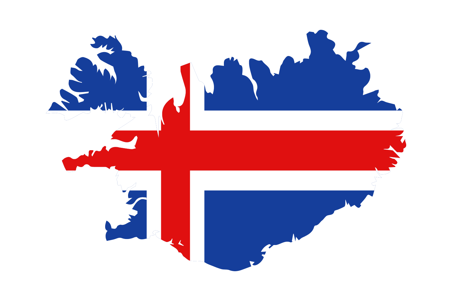 Map of iceland featuring the iceland flag