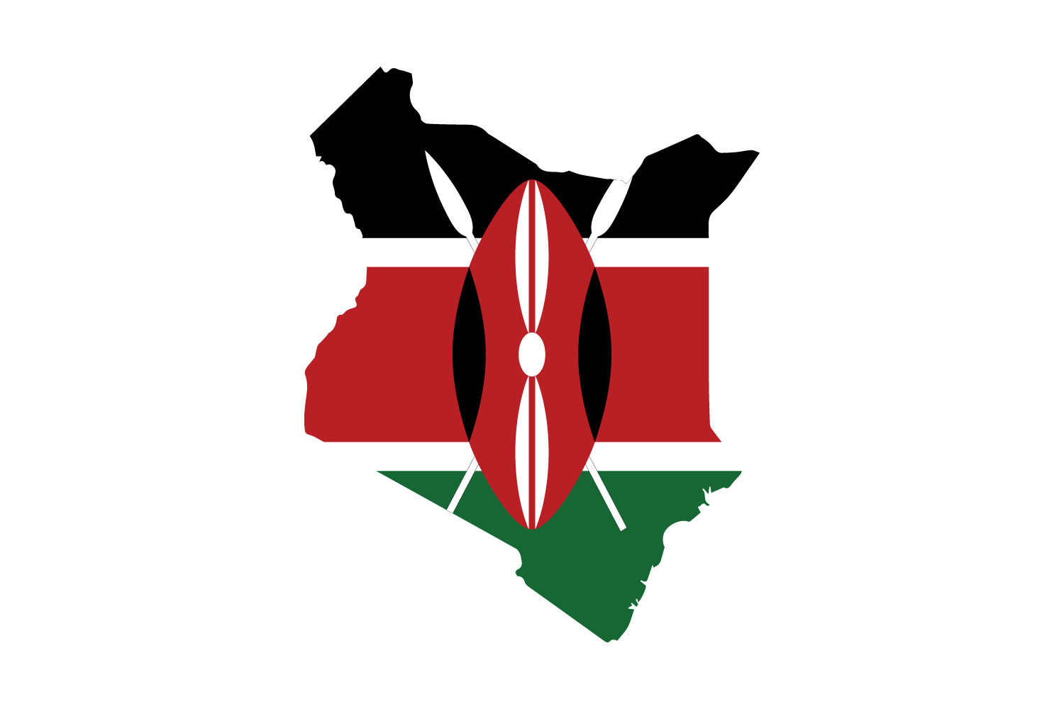 Map of kenya featuring the kenya flag
