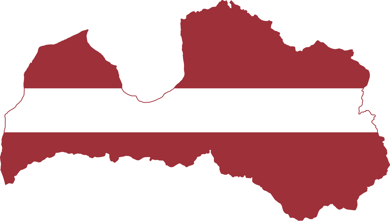 Map of latvia featuring the latvia flag