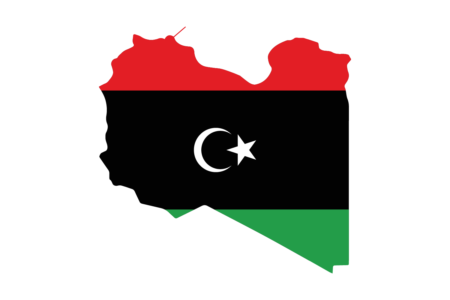 Map of libya featuring the libya flag