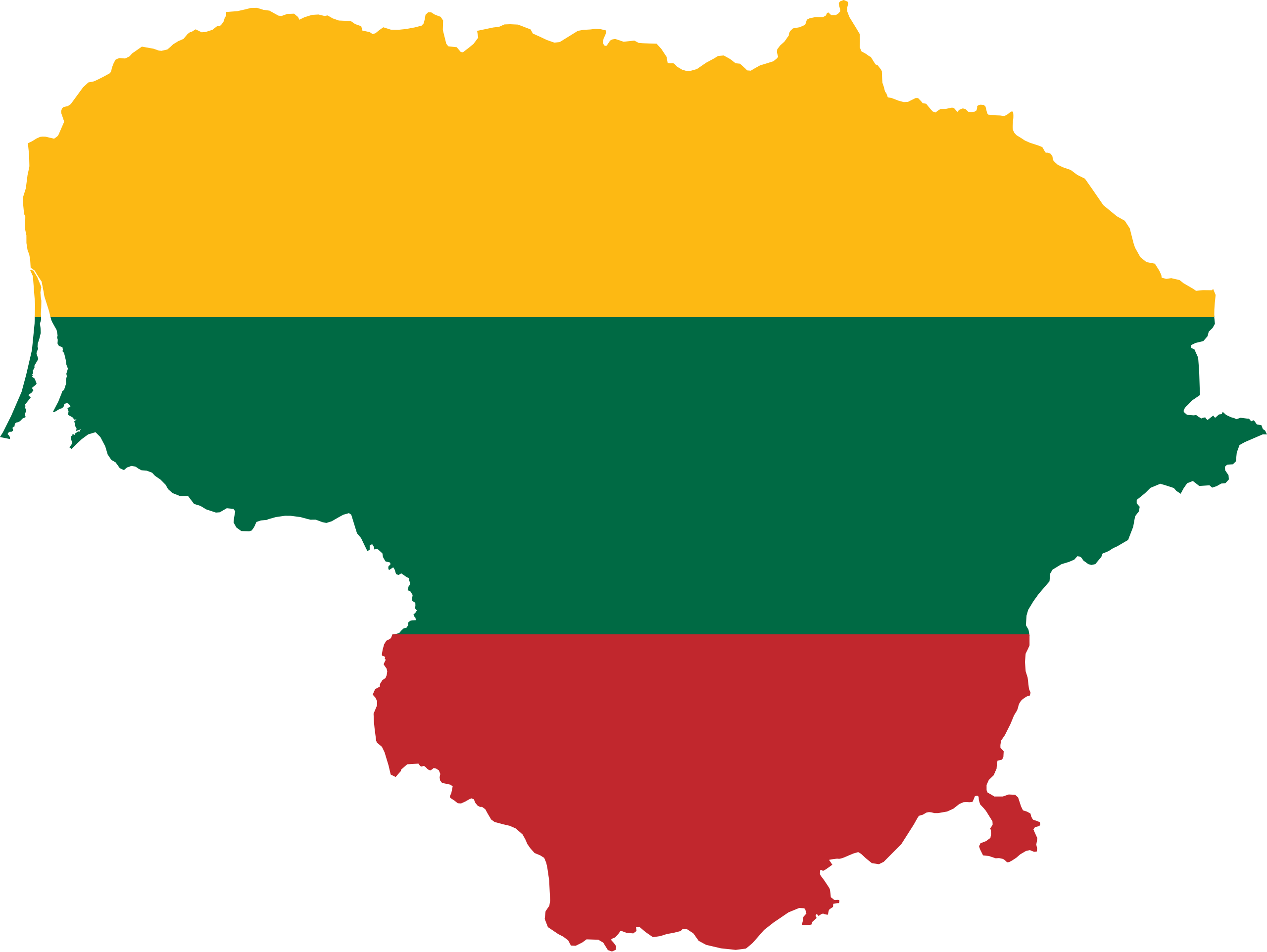 Map of lithuania featuring the lithuania flag