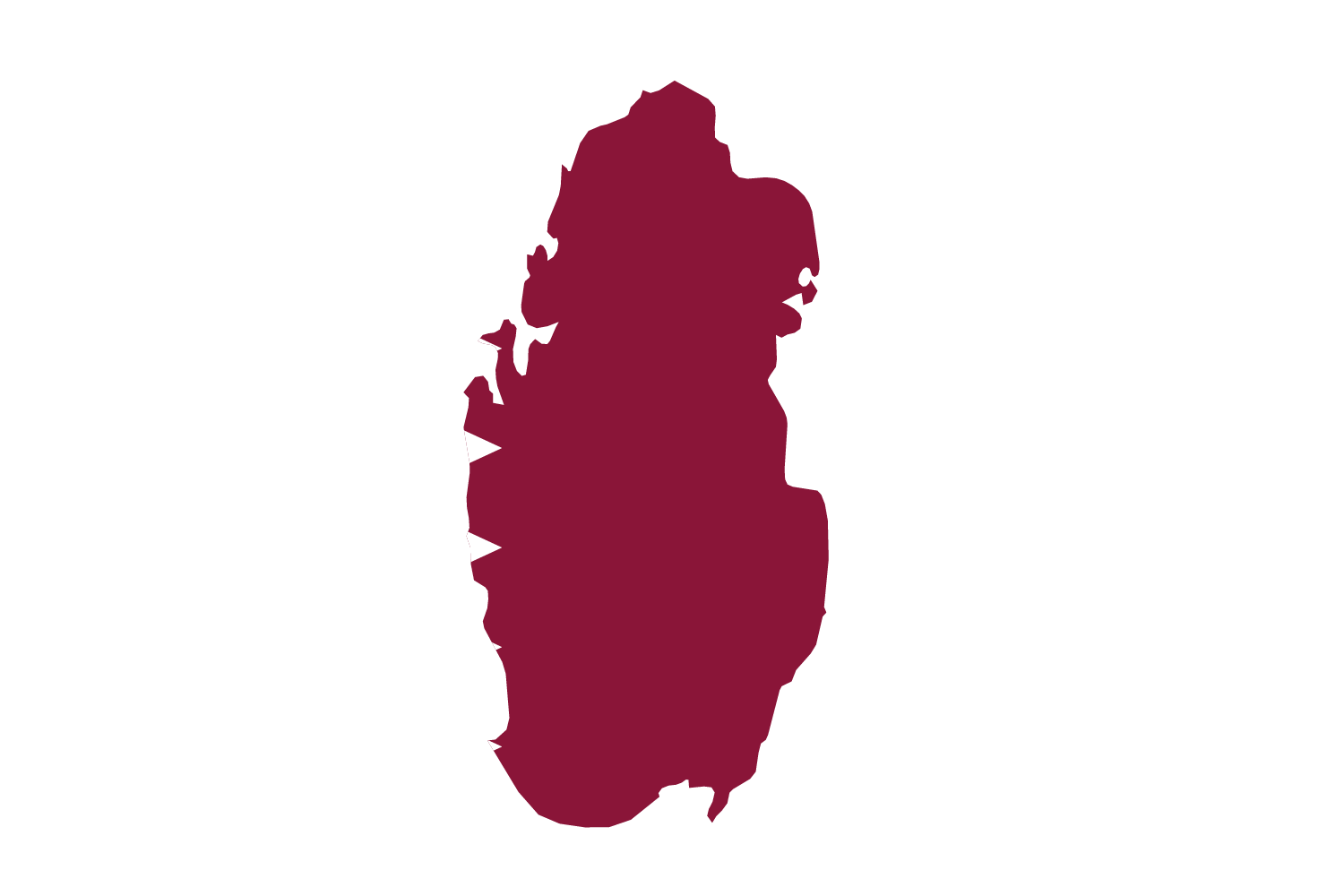 Map of qatar featuring the qatar flag