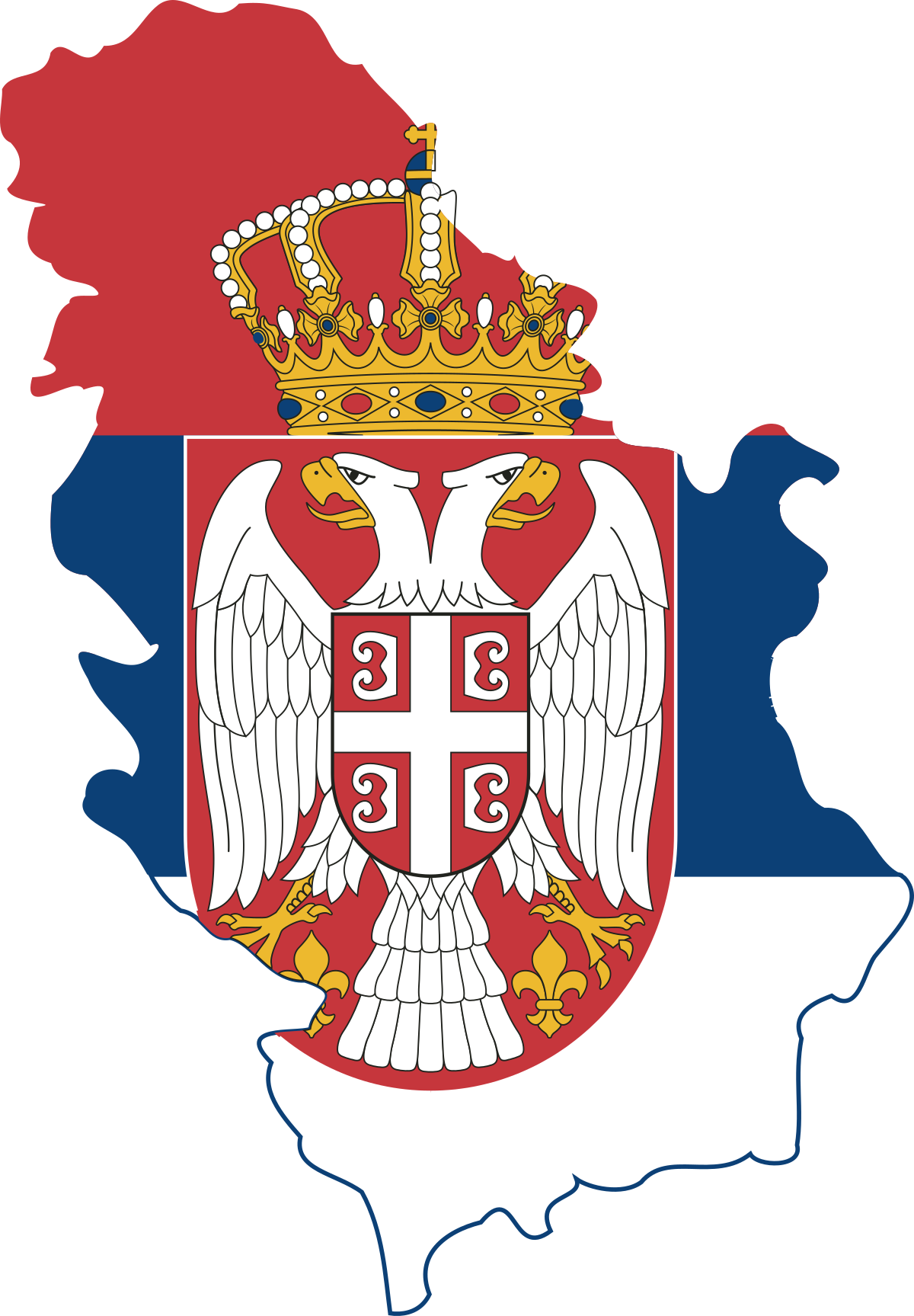 Map of serbia featuring the serbian flag