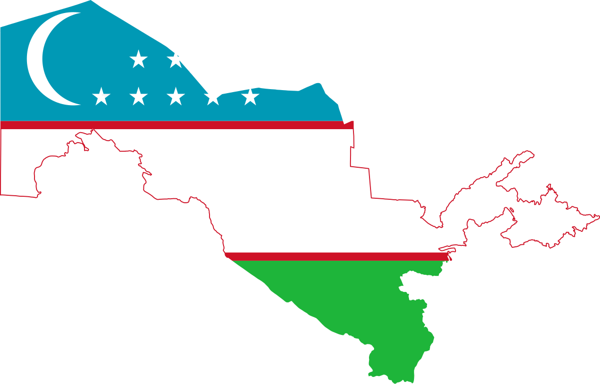 Map of uzbekistan featuring the uzbekistan flag
